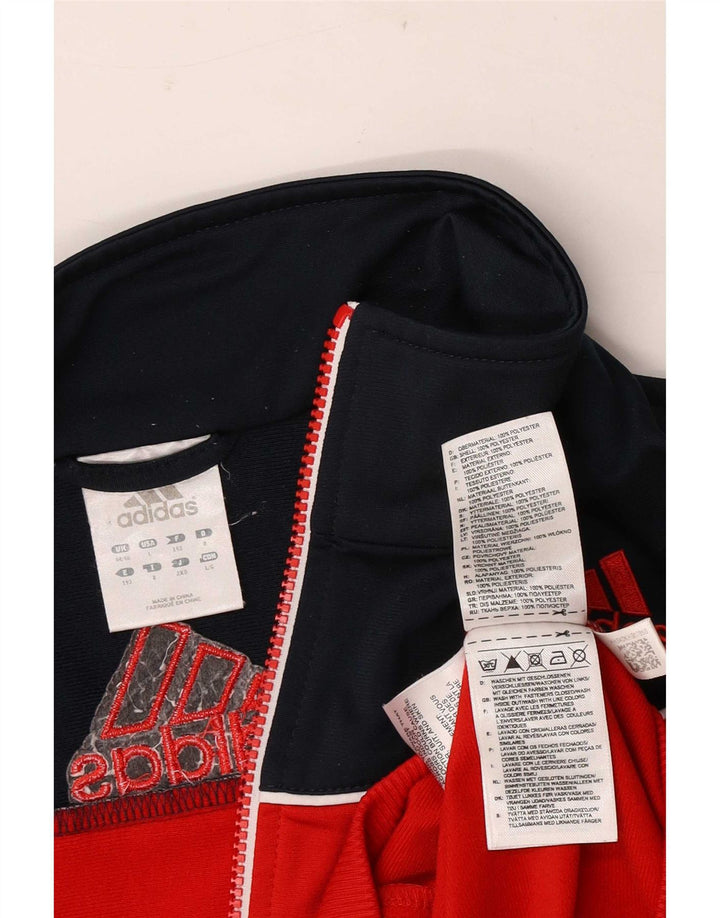 Giacca da tuta da uomo Adidas UK 44/46 Large Rosso Colourblock Poliestere