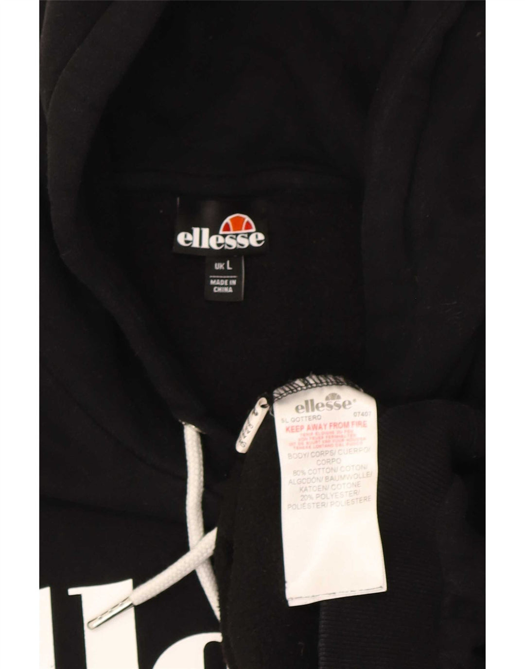Felpa con cappuccio grafica da uomo Ellesse, grande, cotone nero