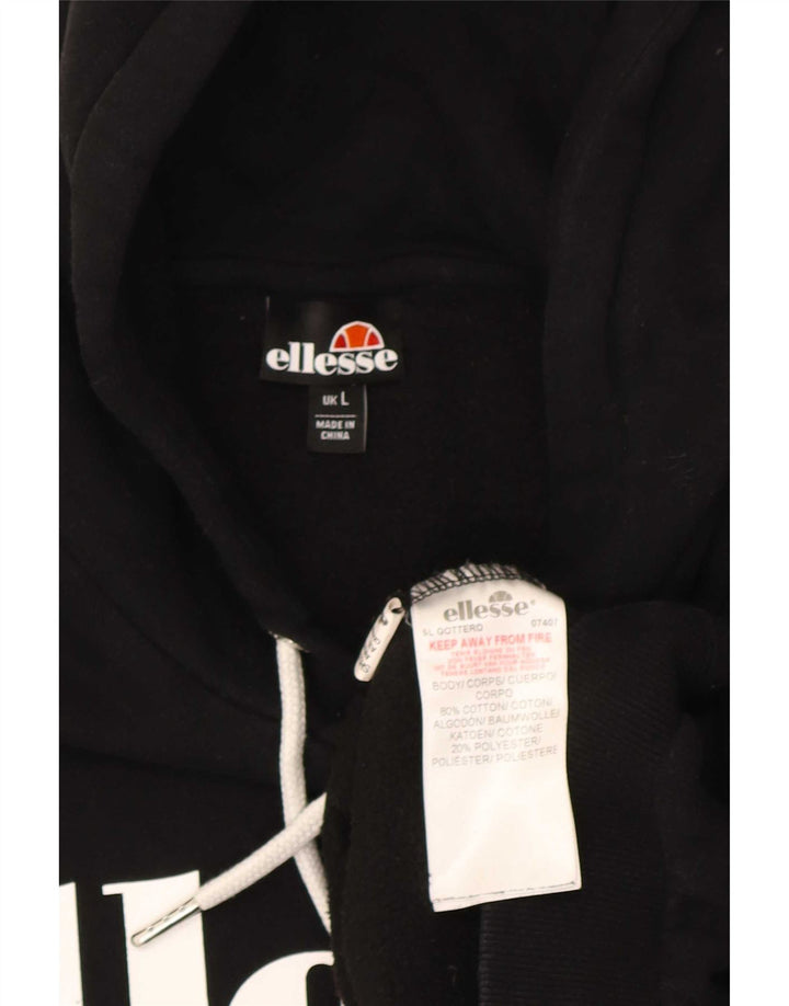Felpa con cappuccio grafica da uomo Ellesse, grande, cotone nero