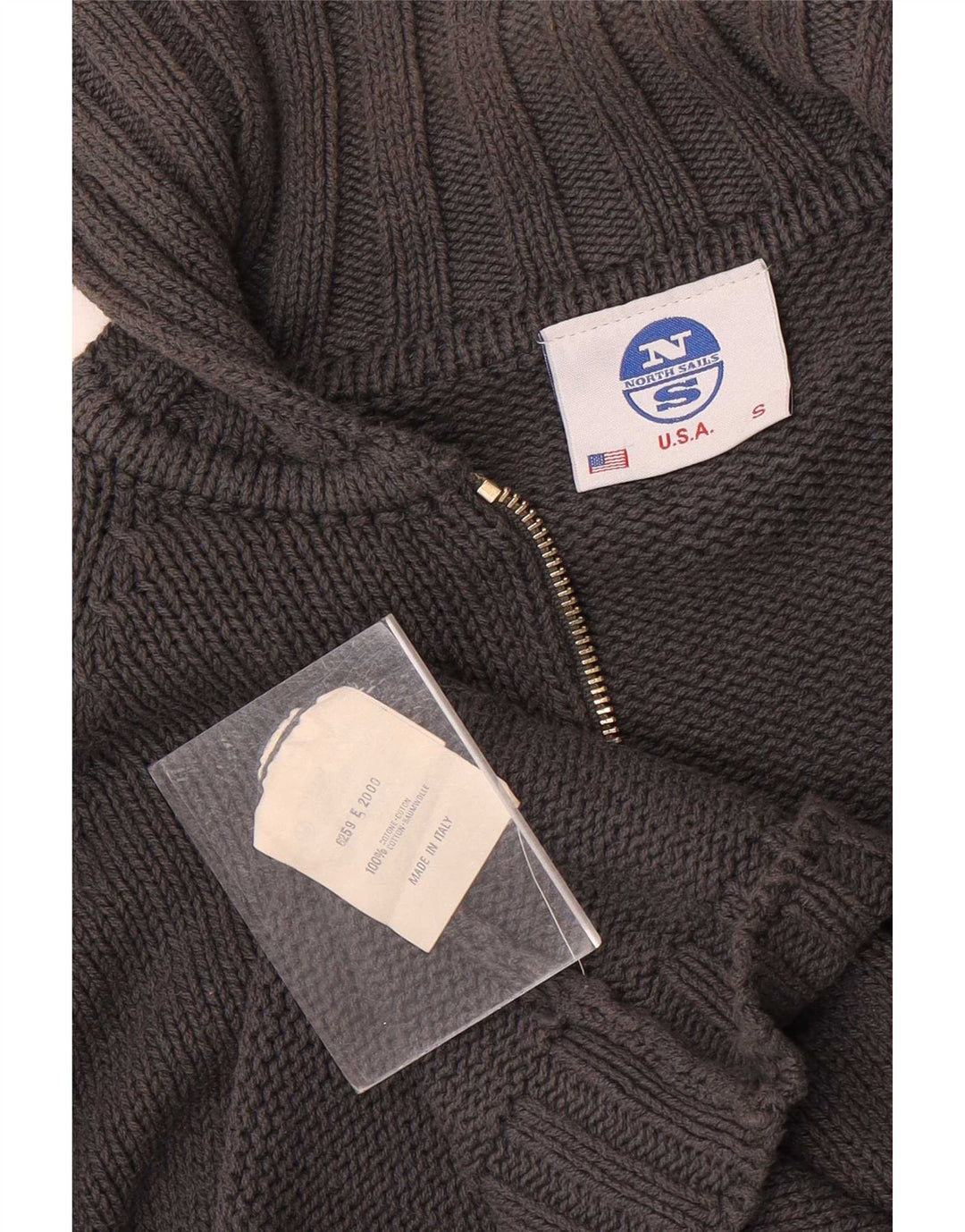 Maglione cardigan con zip intera da uomo North Sails piccolo in cotone grigio