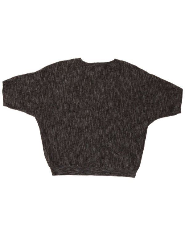 Maglione maglione girocollo a maniche corte da donna Dkny UK 14 Viscosa grigio medio