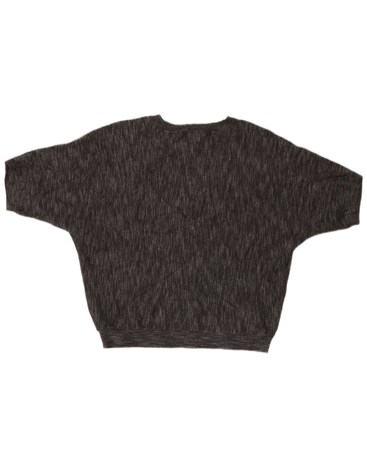 Maglione maglione girocollo a maniche corte da donna Dkny UK 14 Viscosa grigio medio