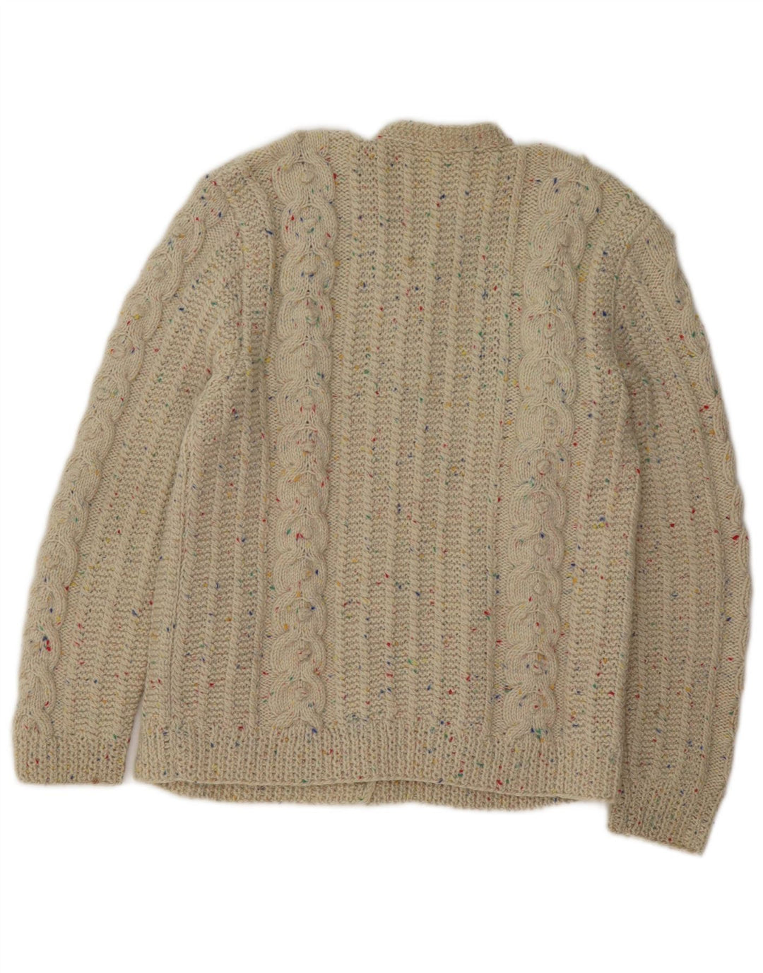 Maglione cardigan da donna vintage UK 14 Beige medio screziato