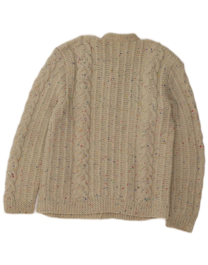 Maglione cardigan da donna vintage UK 14 Beige medio screziato