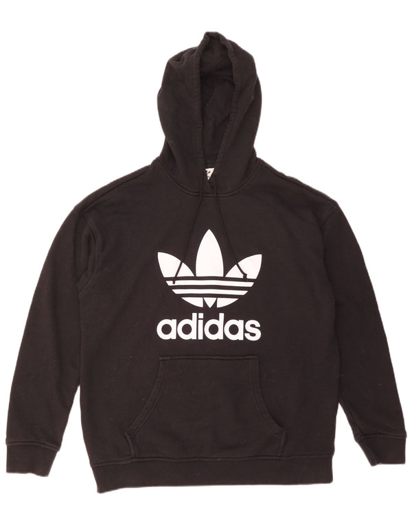 Felpa con cappuccio grafica da donna Adidas UK 14 cotone nero medio