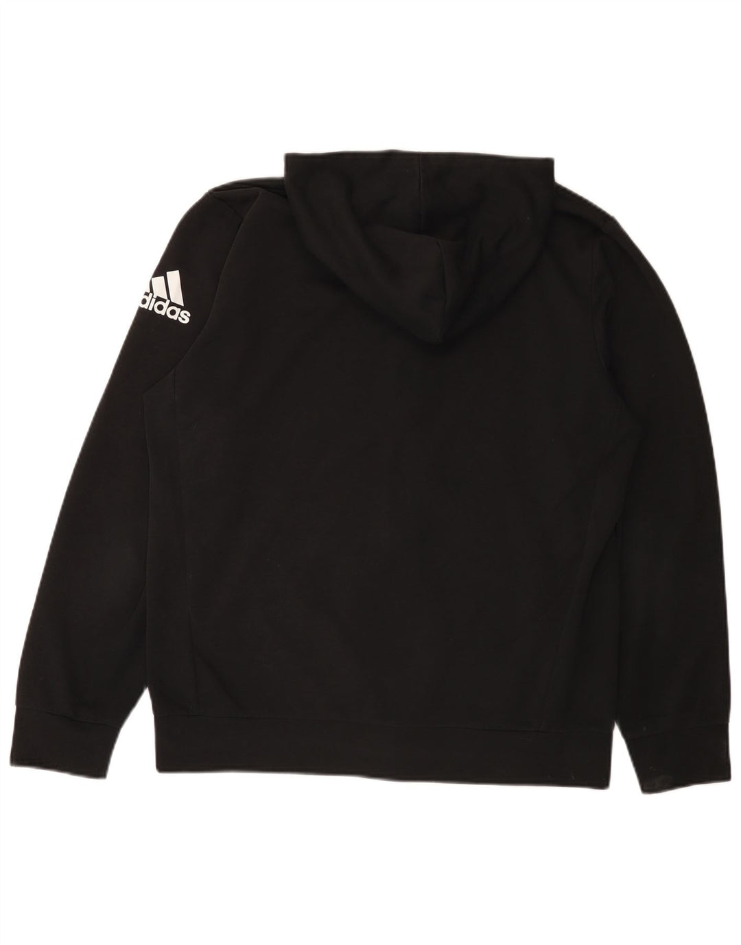 Maglione con cappuccio e zip da uomo Adidas grande in poliestere nero