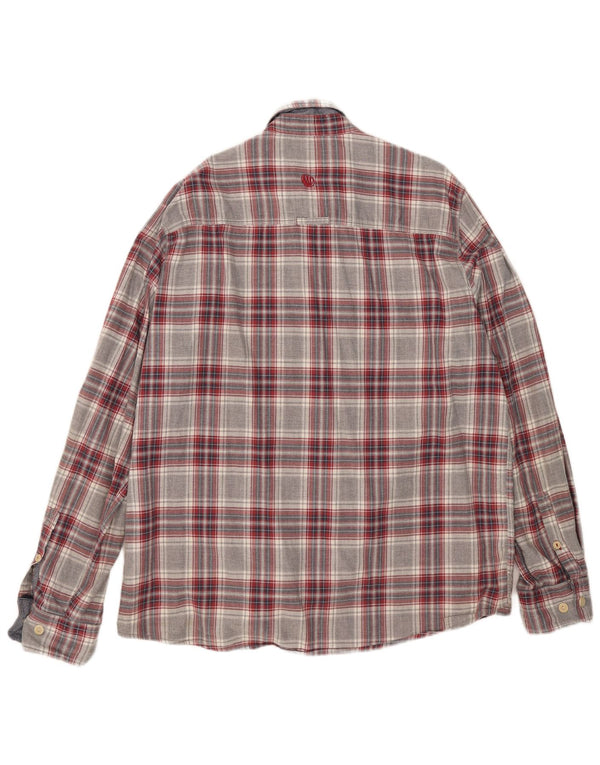 Camicia in flanella da uomo Fat Face XL in cotone a quadri grigi