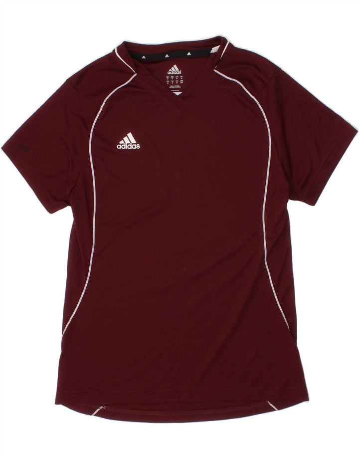 ADIDAS Womens Climacool T-Shirt Top UK 14 Medium  Maroon Polyester Vintage Adidas and Second-Hand Adidas from Messina Hembry 