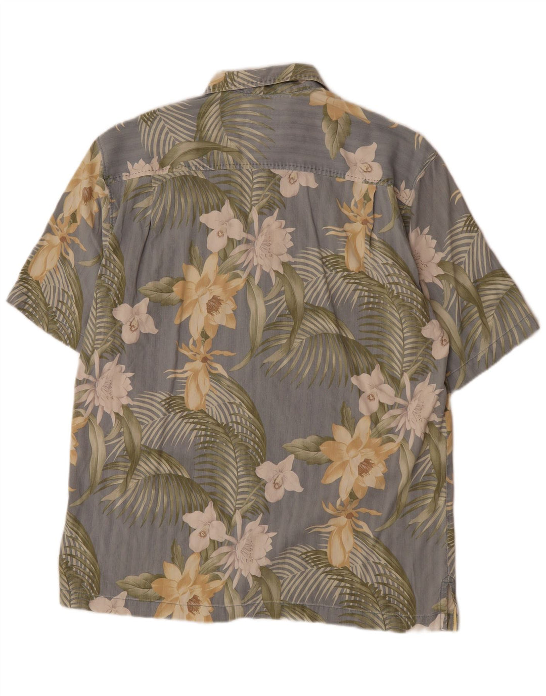 Camicia a maniche corte da uomo Tommy Bahama in cotone floreale grigio medio