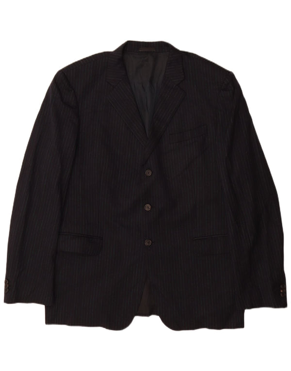 Giacca blazer da uomo a 3 bottoni Prada taglia 56 2XL lana vergine gessata nera
