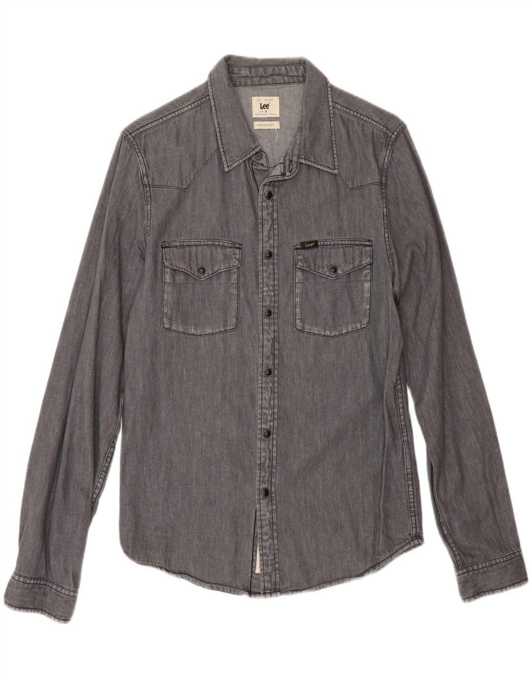 Camicia in denim western da uomo Lee piccola in cotone grigio