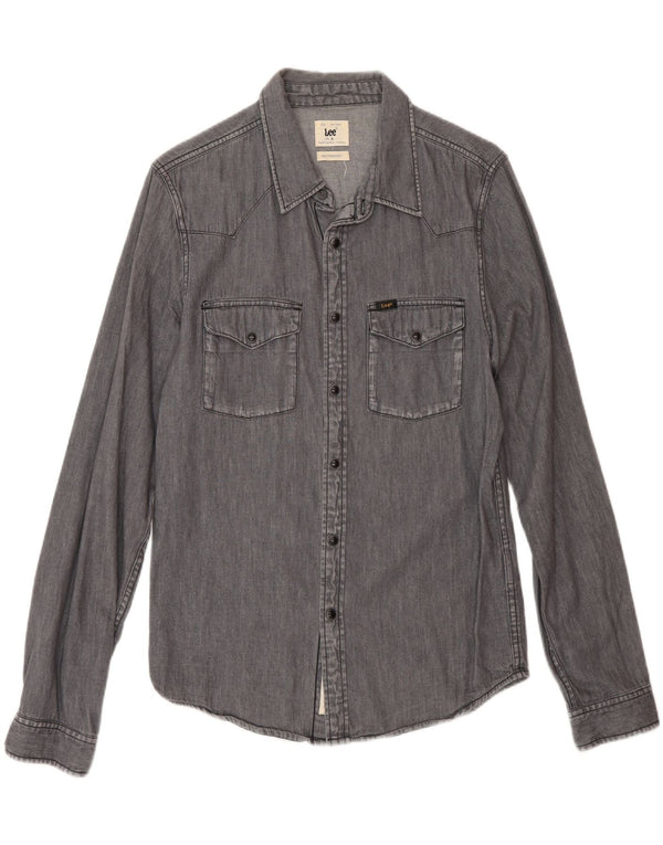 Lee Mens Western Denim Shirt Small Grey Cotton