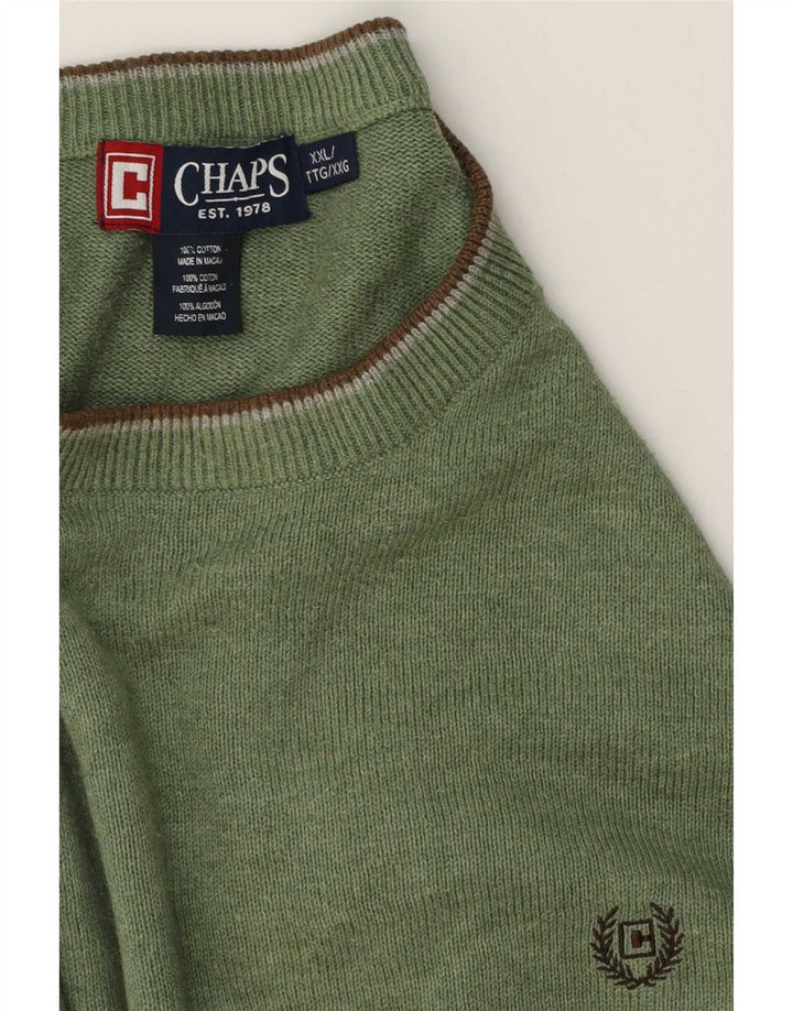 Maglione maglione girocollo vestibilità regolare da uomo Chaps 2XL cotone verde