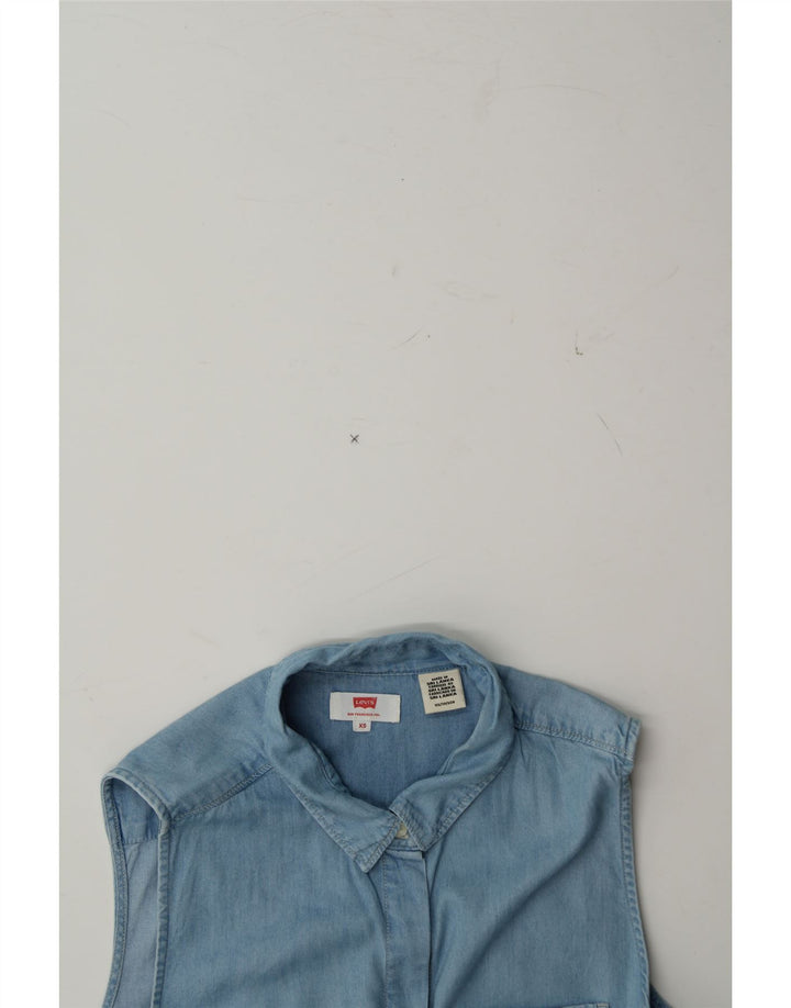 LEVI'S Womens Sleeveless Denim Shirt UK 6 XS Blue Vintage Levi's and Second-Hand Levi's from Messina Hembry 