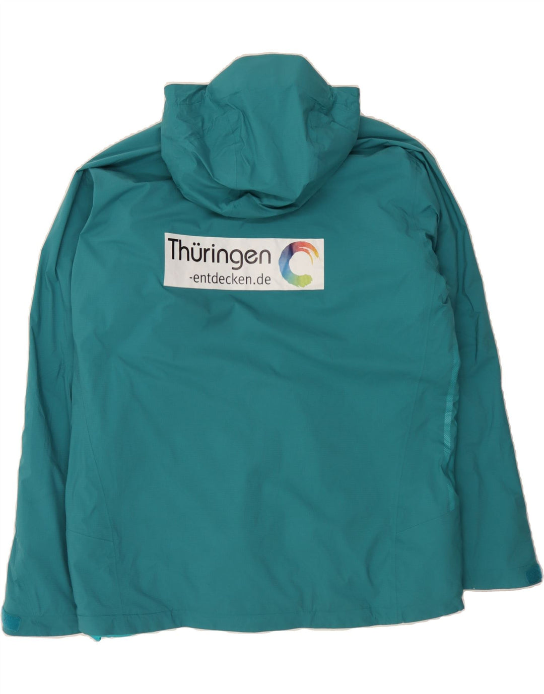 ADIDAS Womens Graphic Hooded Rain Jacket UK 48/50 XL Turquoise Polyester Vintage Adidas and Second-Hand Adidas from Messina Hembry 
