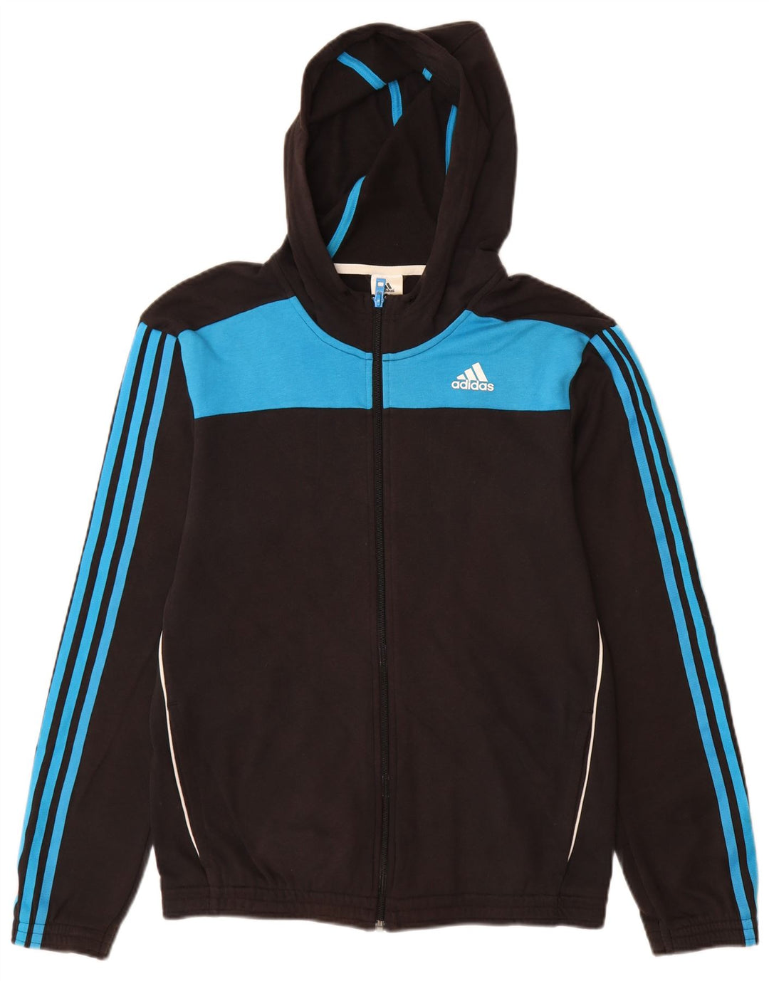 Maglione con cappuccio e zip da uomo ADIDAS piccolo in cotone color block nero