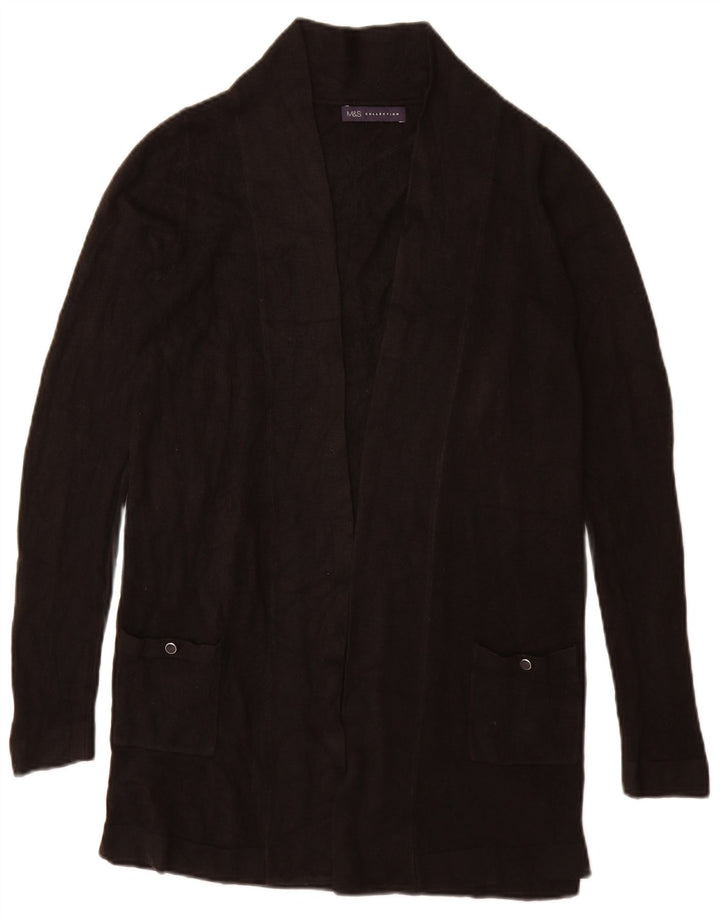 Maglione cardigan aperto lungo da donna Marks & Spencer UK 8 piccolo nero
