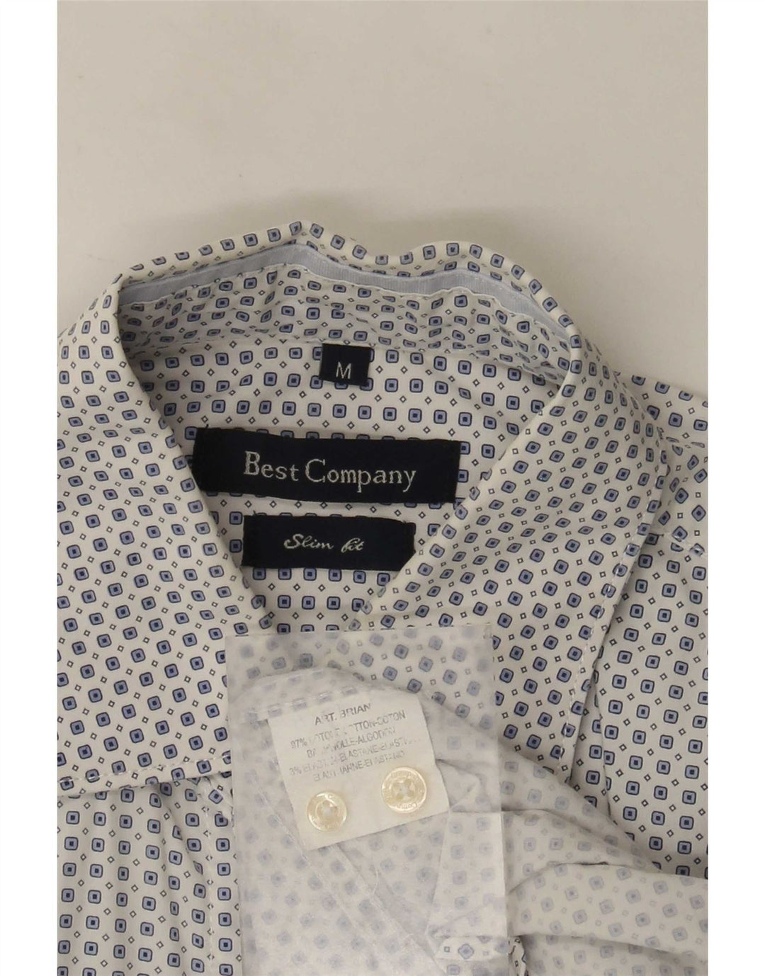 Camicia da uomo slim fit Best Company in cotone maculato bianco medio