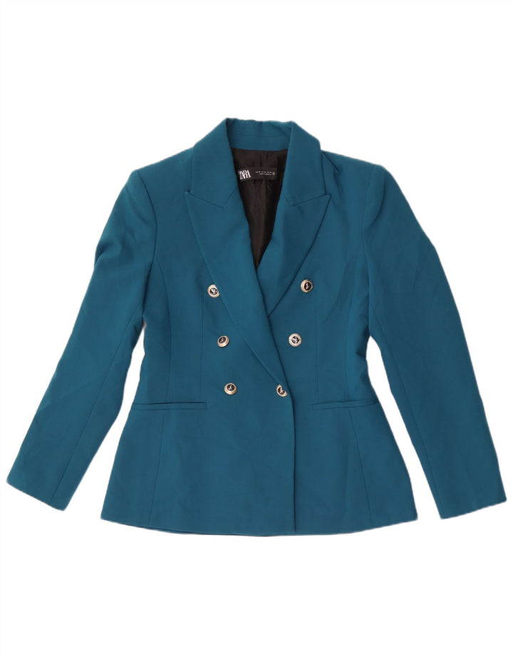 Giacca blazer doppiopetto da donna Zara UK 12 poliestere blu medio