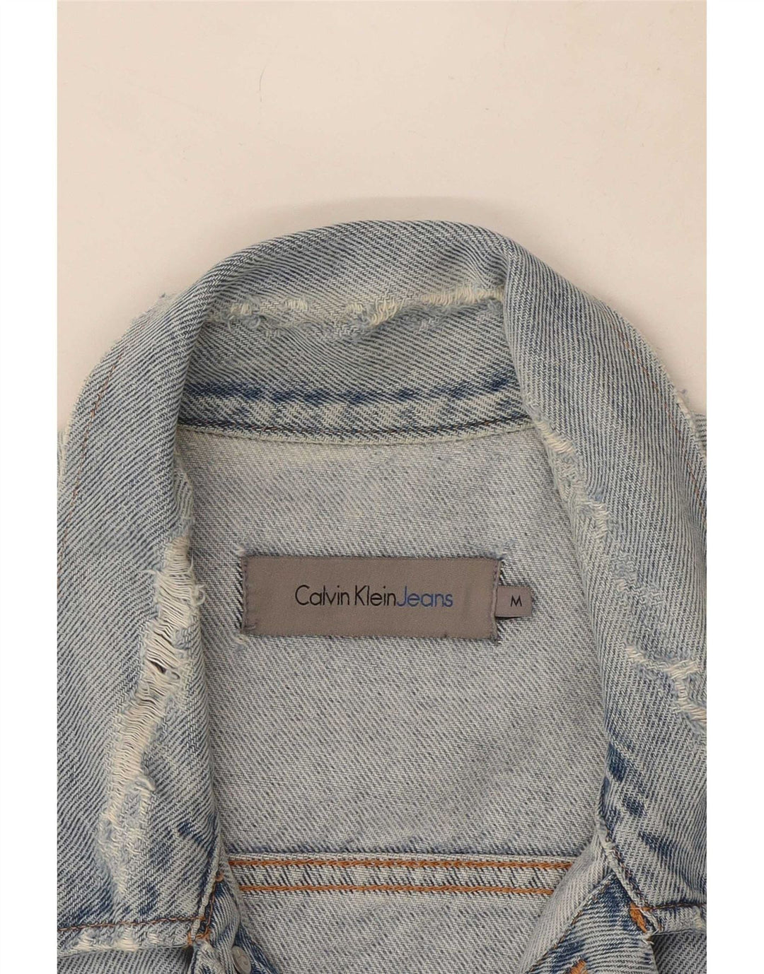 Calvin Klein Jeans Giacca in denim invecchiato da uomo UK 38 Cotone blu medio