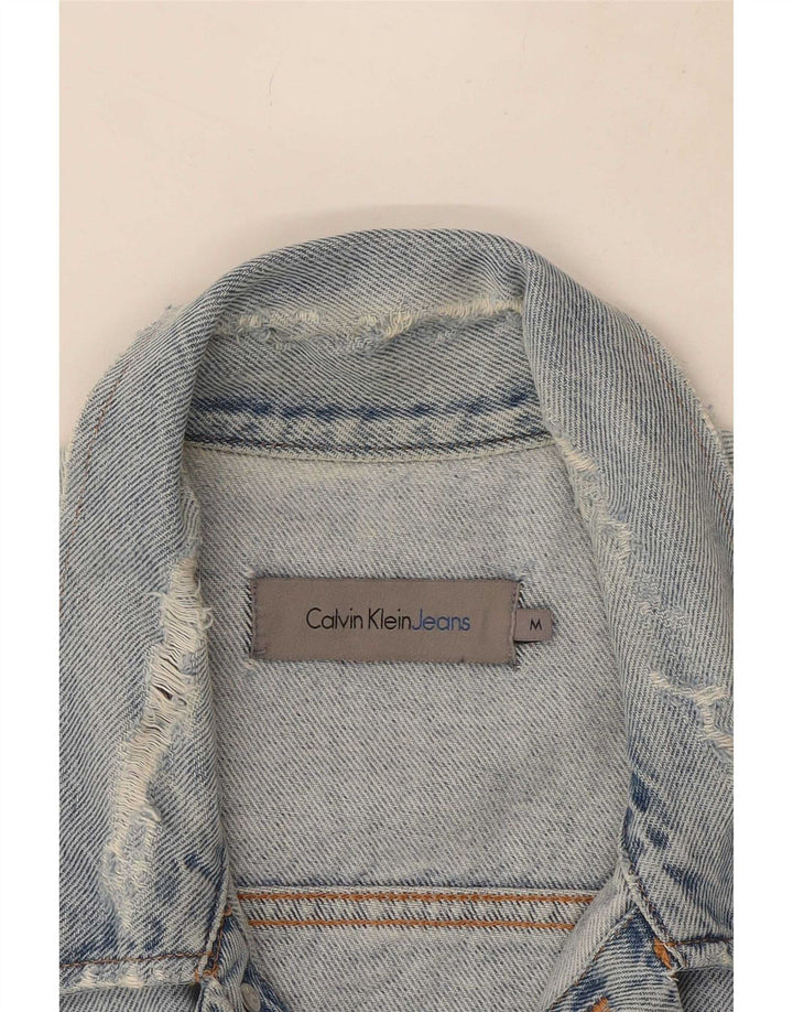 Calvin Klein Jeans Giacca in denim invecchiato da uomo UK 38 Cotone blu medio