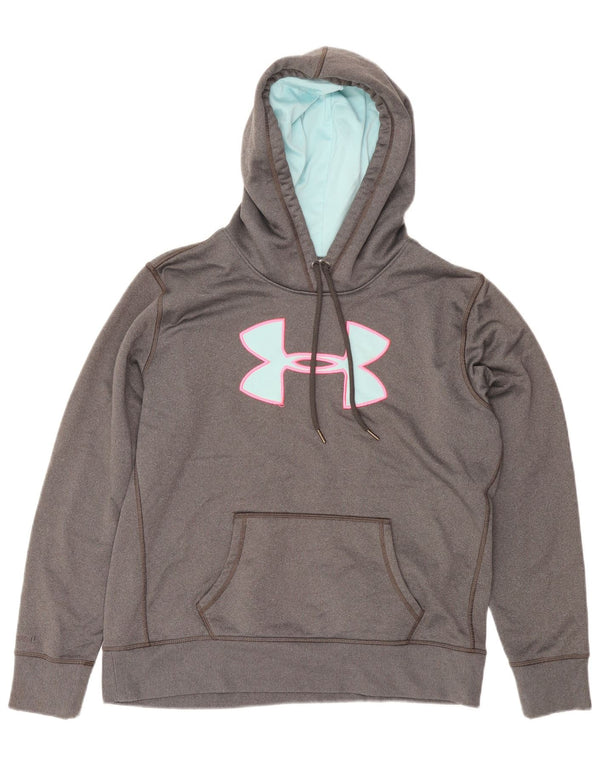 UNDER ARMOUR Womens Graphic Hoodie Jumper UK 16 Large Grey