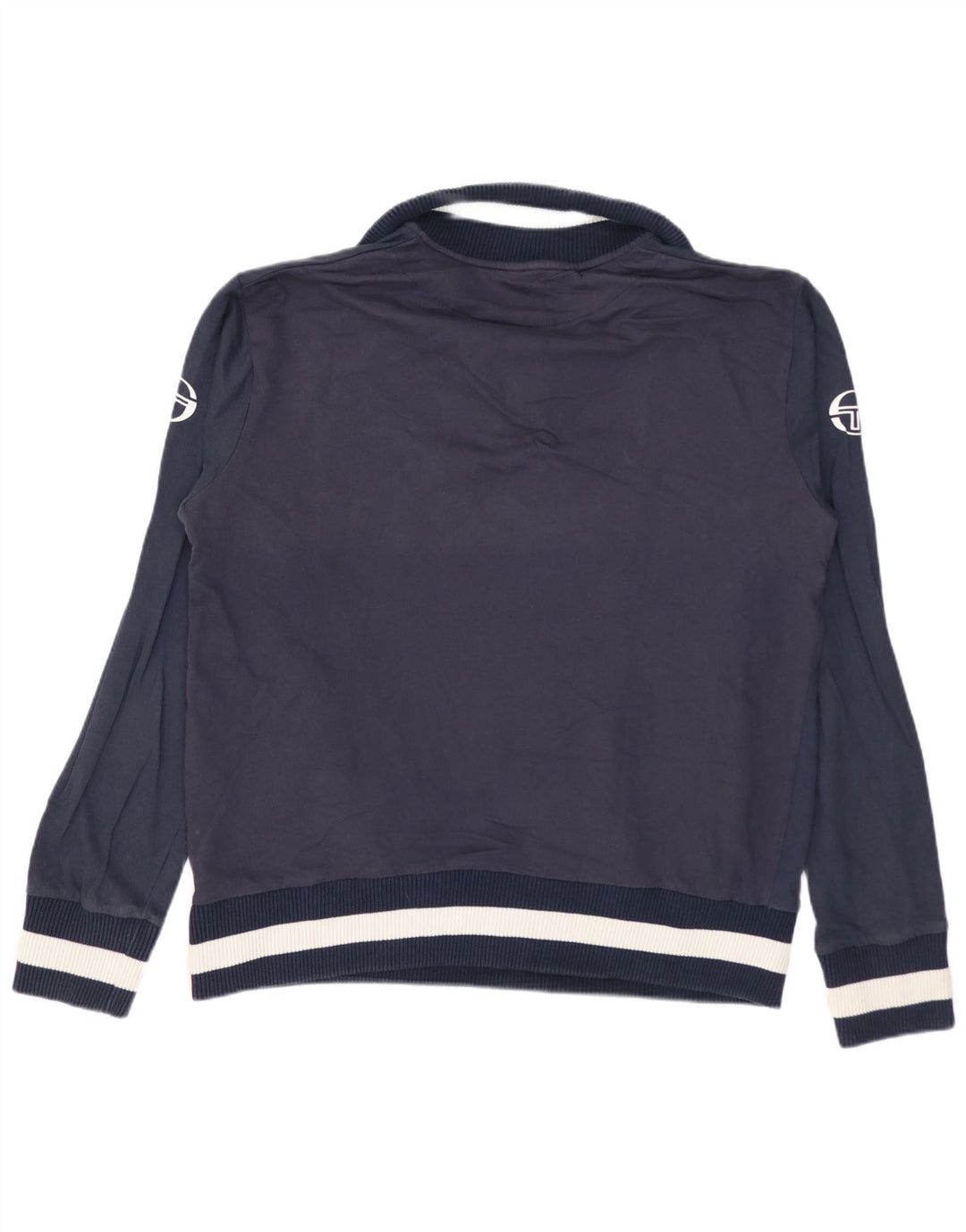 Sergio Tacchini Felpa da uomo con grafica con zip e collo maglione piccolo blu navy
