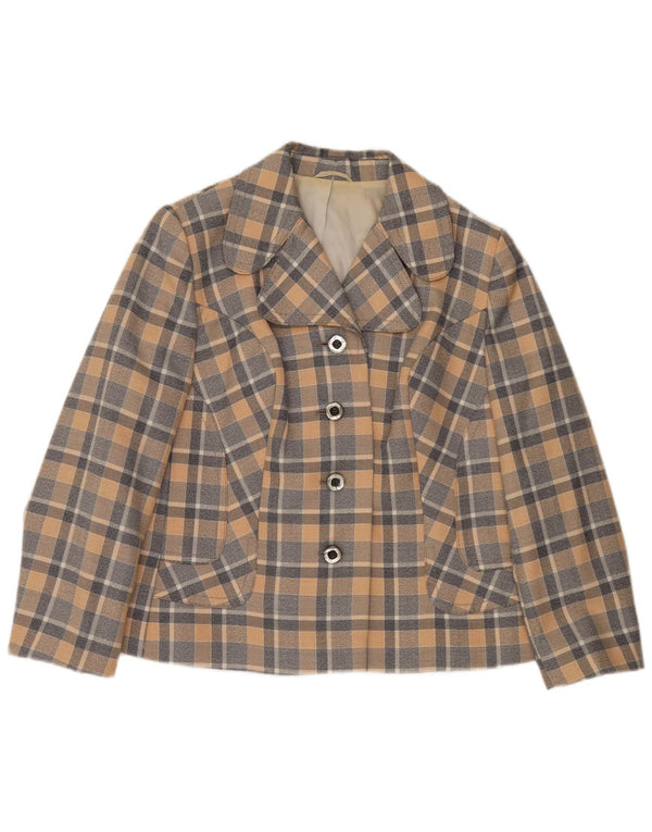 Giacca blazer da donna a 4 bottoni Trevira UK 12 medio a quadri multicolore