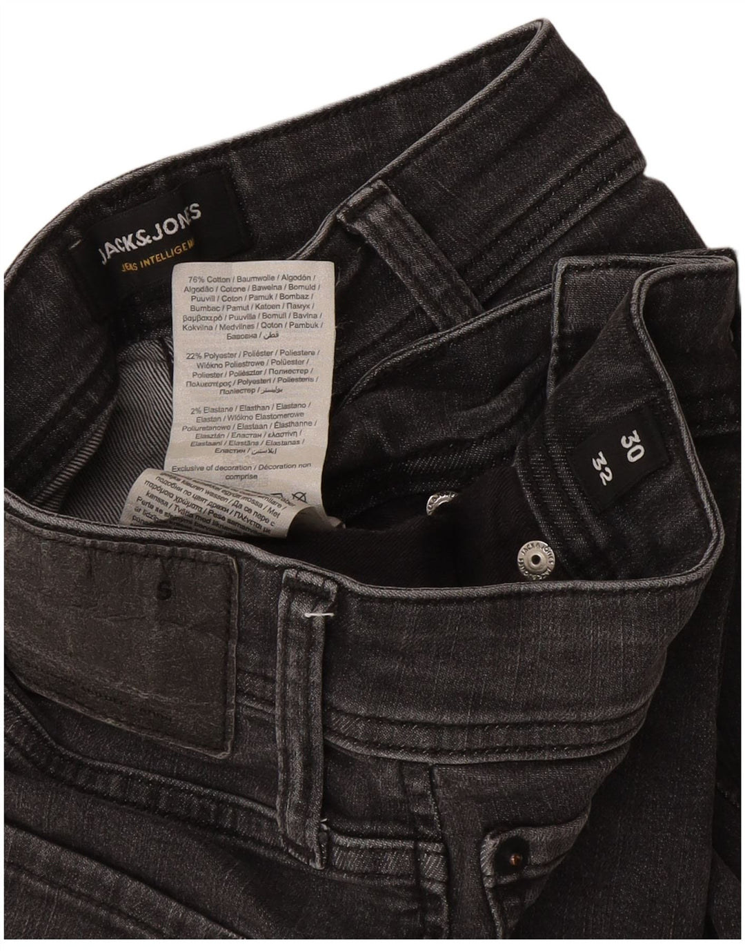 Jack & Jones Uomo GLENN Slim Jeans W30 L32 Cotone Grigio