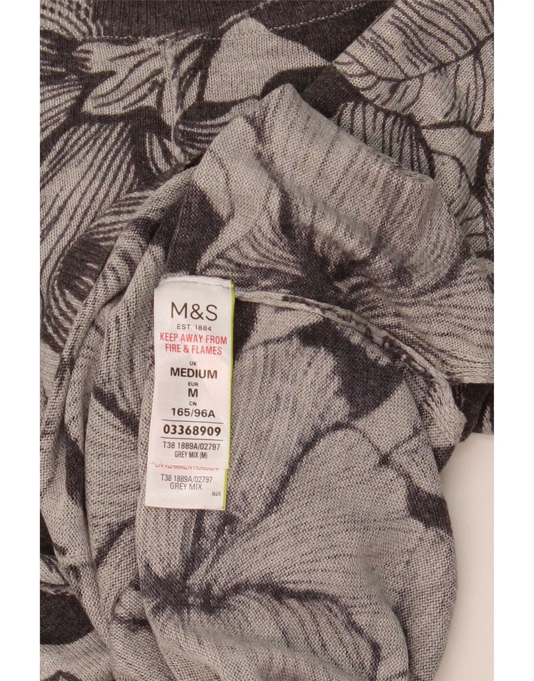 Maglione maglione con scollo a barca da donna Marks & Spencer UK 14 Grigio medio floreale