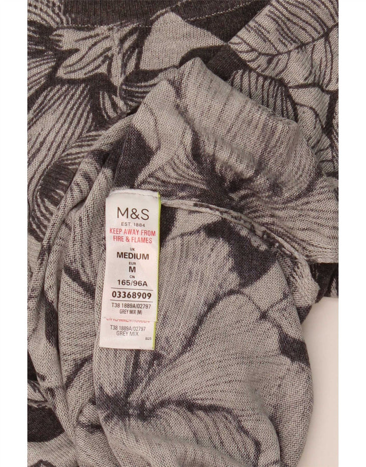 Maglione maglione con scollo a barca da donna Marks & Spencer UK 14 Grigio medio floreale