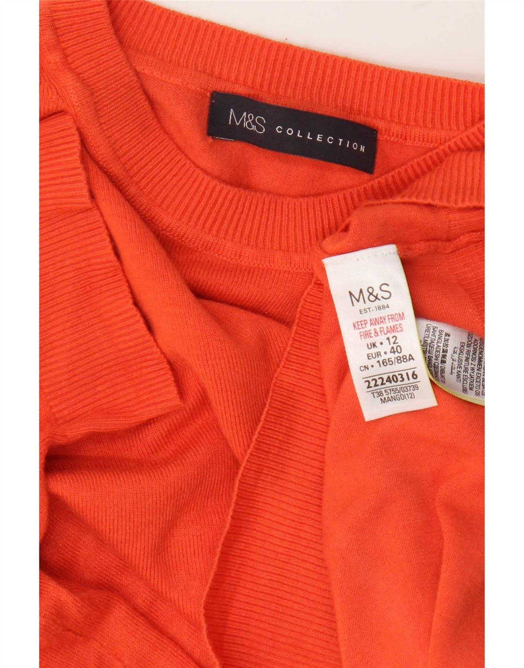 Maglione maglione girocollo da donna Marks & Spencer UK 12 arancione medio