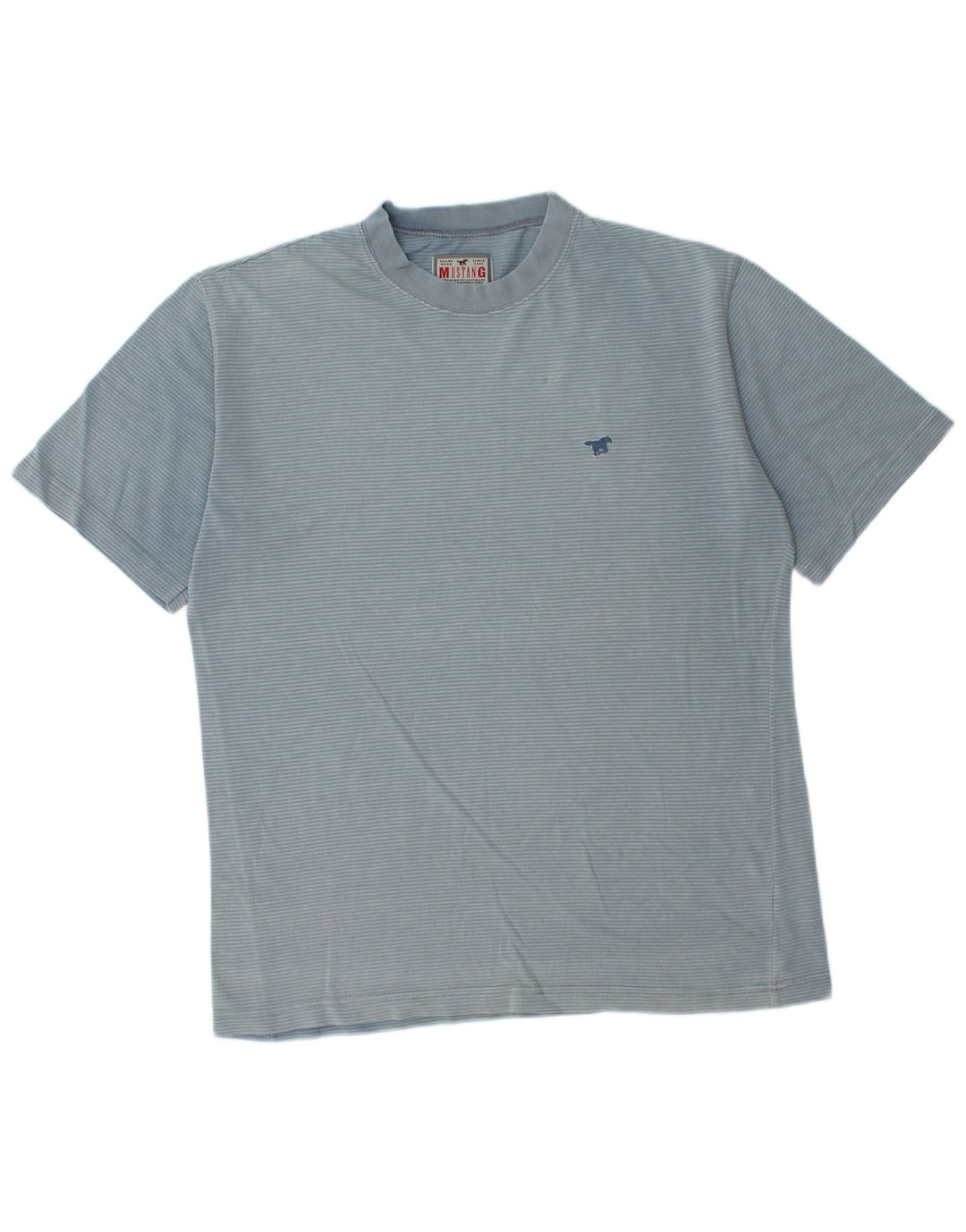 T-shirt da uomo Mustang Top in cotone gessato blu medio