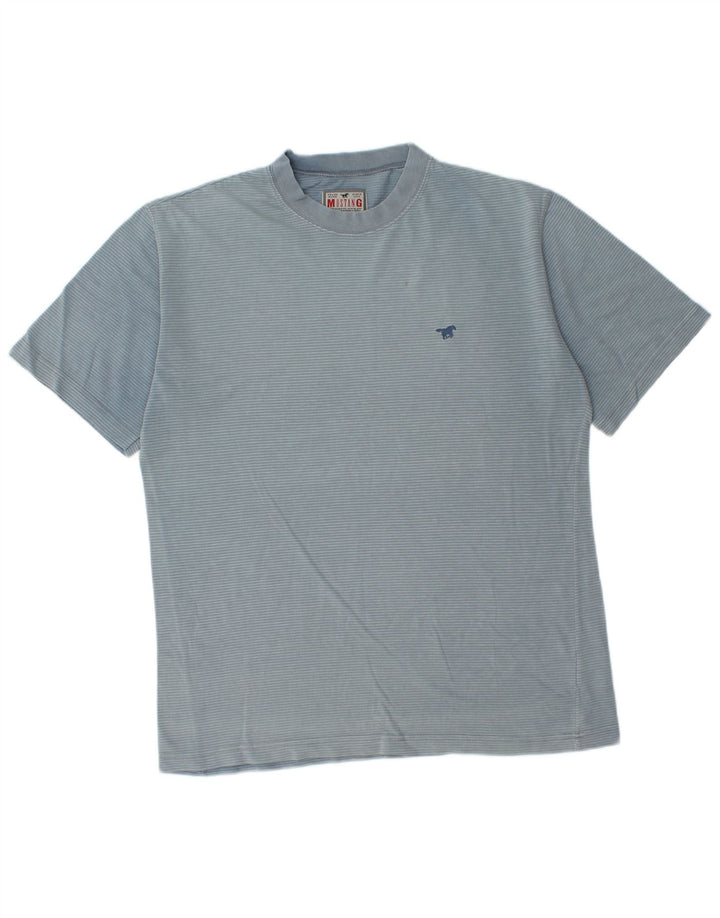 T-shirt da uomo Mustang Top in cotone gessato blu medio
