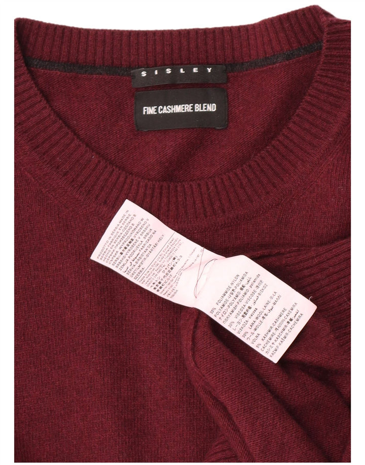 Maglione maglione girocollo da uomo Sisley medio bordeaux in poliammide
