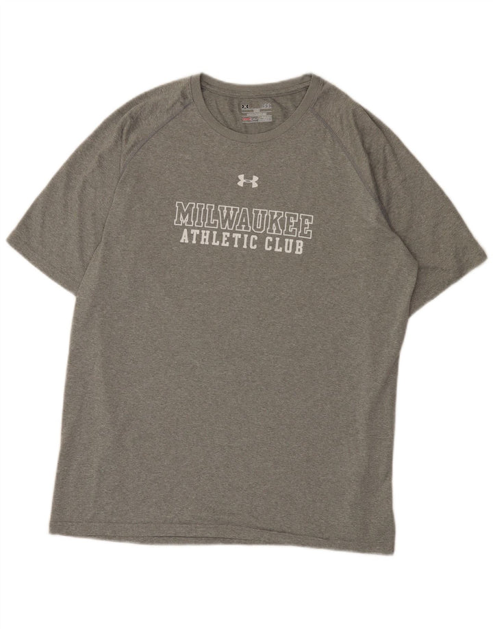 Maglietta grafica Under Armour da uomo Milwaukee, grande, in poliestere grigio
