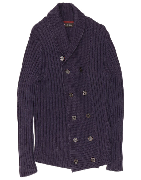 Maglione cardigan da donna GUESS UK 14 grande cotone blu navy