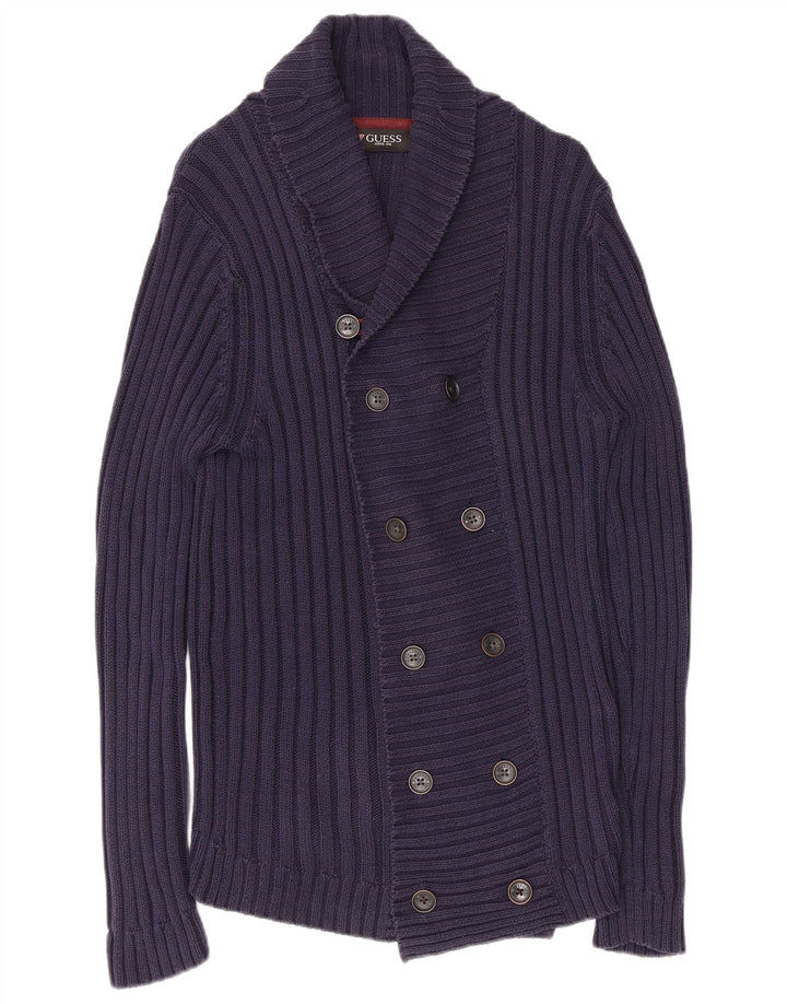 Maglione cardigan da donna GUESS UK 14 grande cotone blu navy