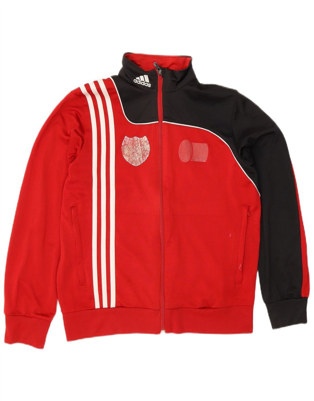 Giacca superiore della tuta da ragazzo ADIDAS 13-14 anni Poliestere color block rosso