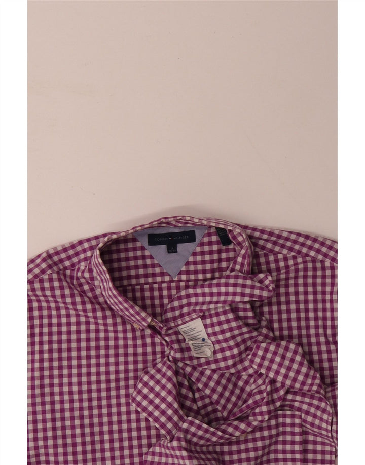 TOMMY HILFIGER Camicia da uomo Taglia 17 XL Cotone a quadretti viola