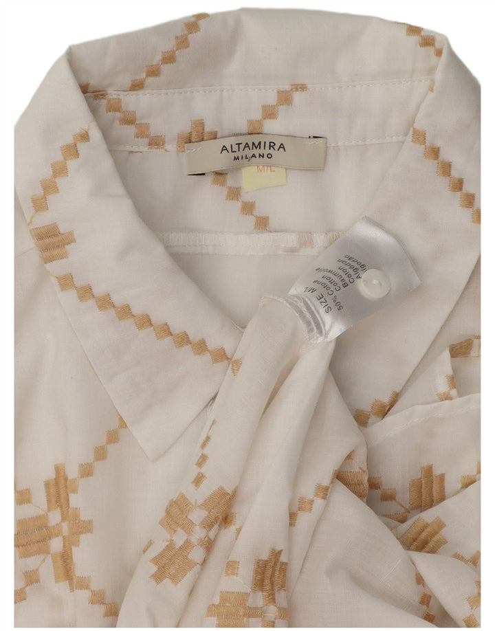 Camicia oversize da donna ALTAMIRA UK 14 Cotone geometrico bianco medio