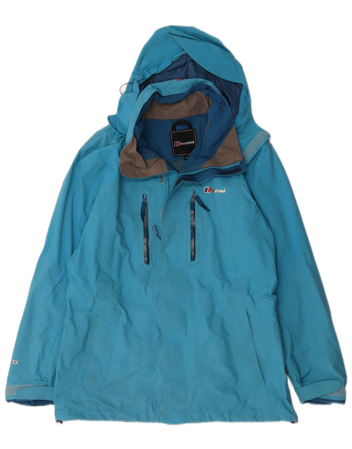 Giacca antipioggia oversize con cappuccio da donna Berghaus UK 10 piccola in nylon blu