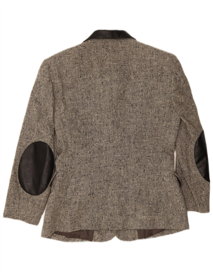 Giacca blazer vintage da donna a 3 bottoni IT 44 Lana screziata grigio medio