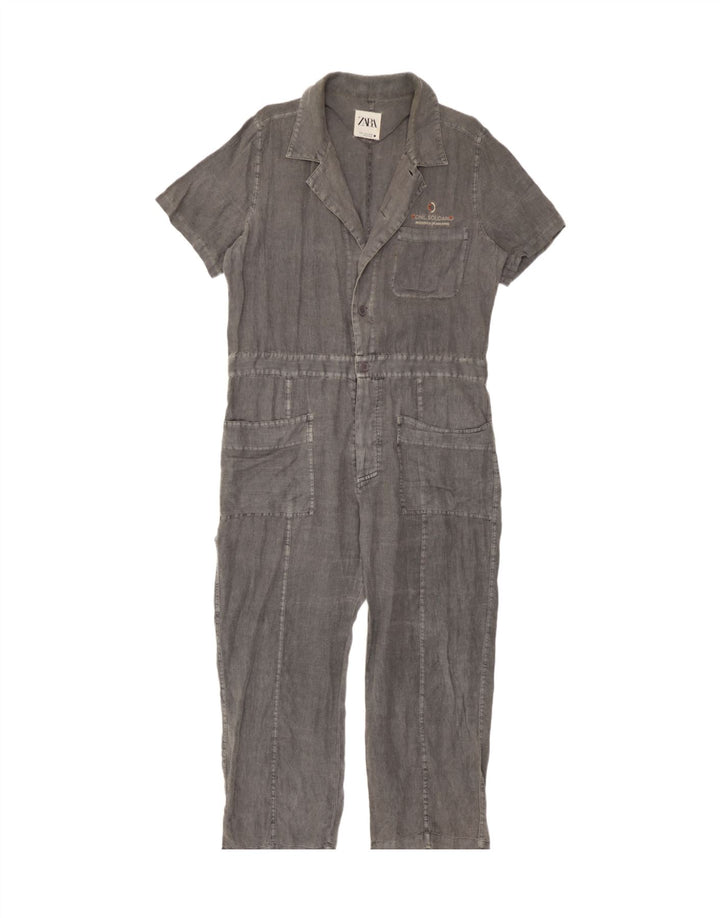 Tuta oversize da donna Zara UK 14 Lino grigio medio