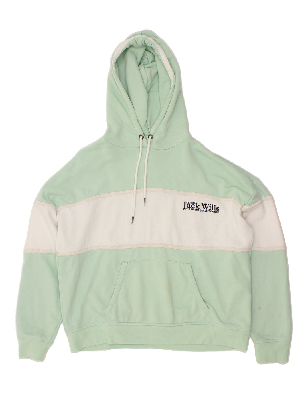 JACK WILLS Womens Oversized Hoodie Jumper UK 12 Medium Green Striped Vintage Jack Wills and Second-Hand Jack Wills from Messina Hembry 