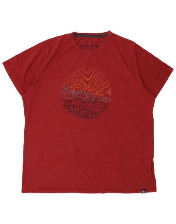 T-shirt grafica da uomo WEIRD FISH Top 2XL cotone rosso