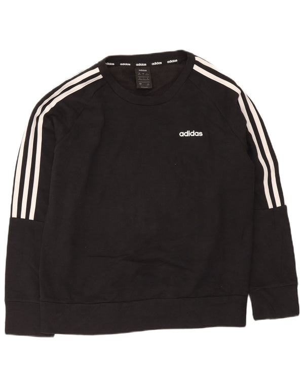 Felpa Adidas da donna vestibilità ampia maglione UK 12/14 cotone nero medio