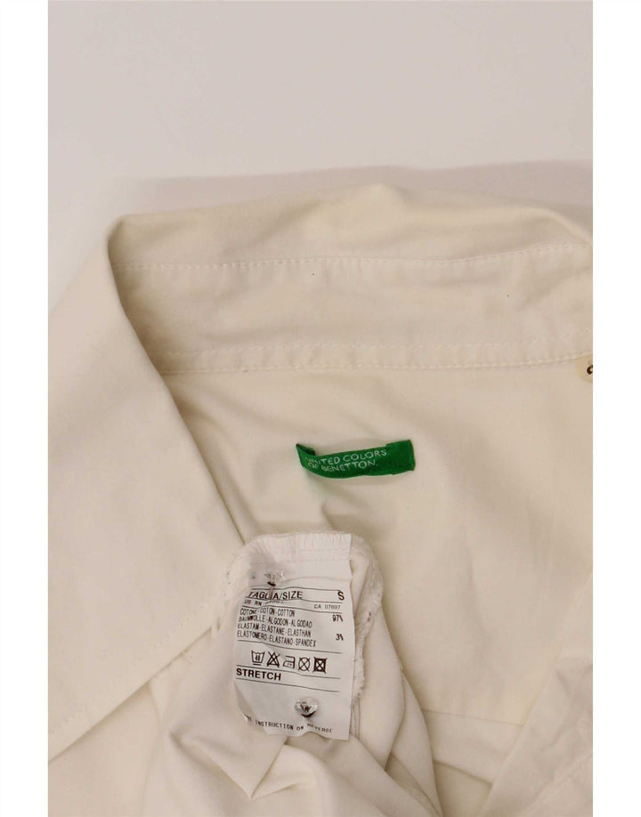 Camicia pullover da donna Benetton UK 10 piccola in cotone bianco