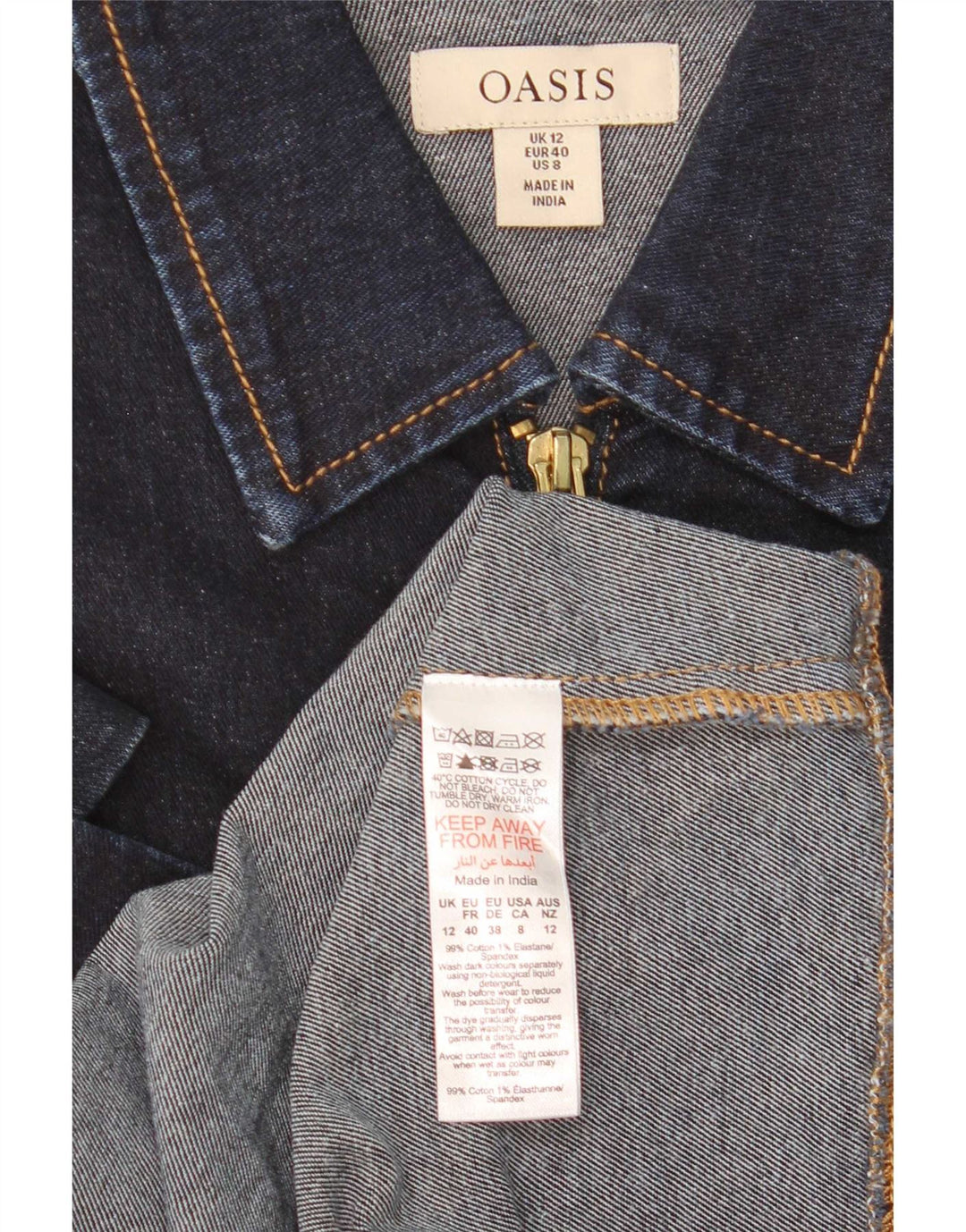 Abito in denim da donna Oasis UK 12 Cotone medio blu navy
