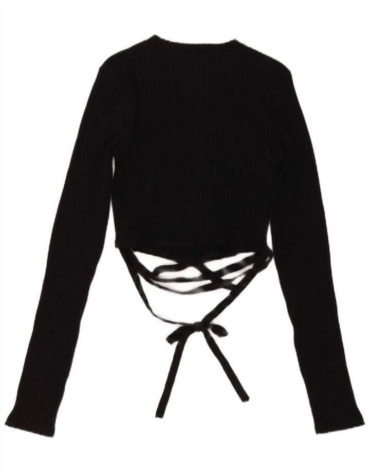 Top corto da donna Zara a maniche lunghe UK 8 piccolo in cotone nero